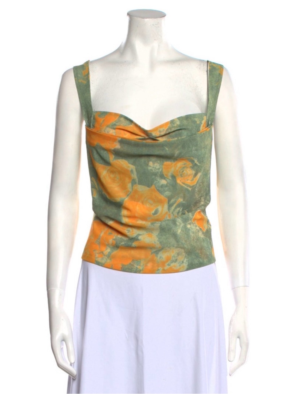 Miaou - Women’s - Sleeveless Cowlneck Sweetheart Top - Floral - Size L